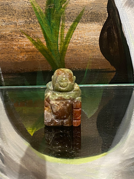 Bloodstone Jasper Hand Carved Laughing Buddha