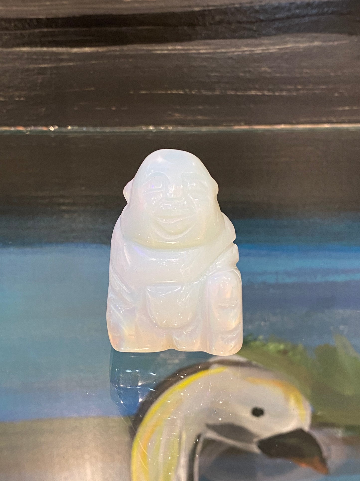 Opalite Hand Carved Polished Desktop Laughing Buddha