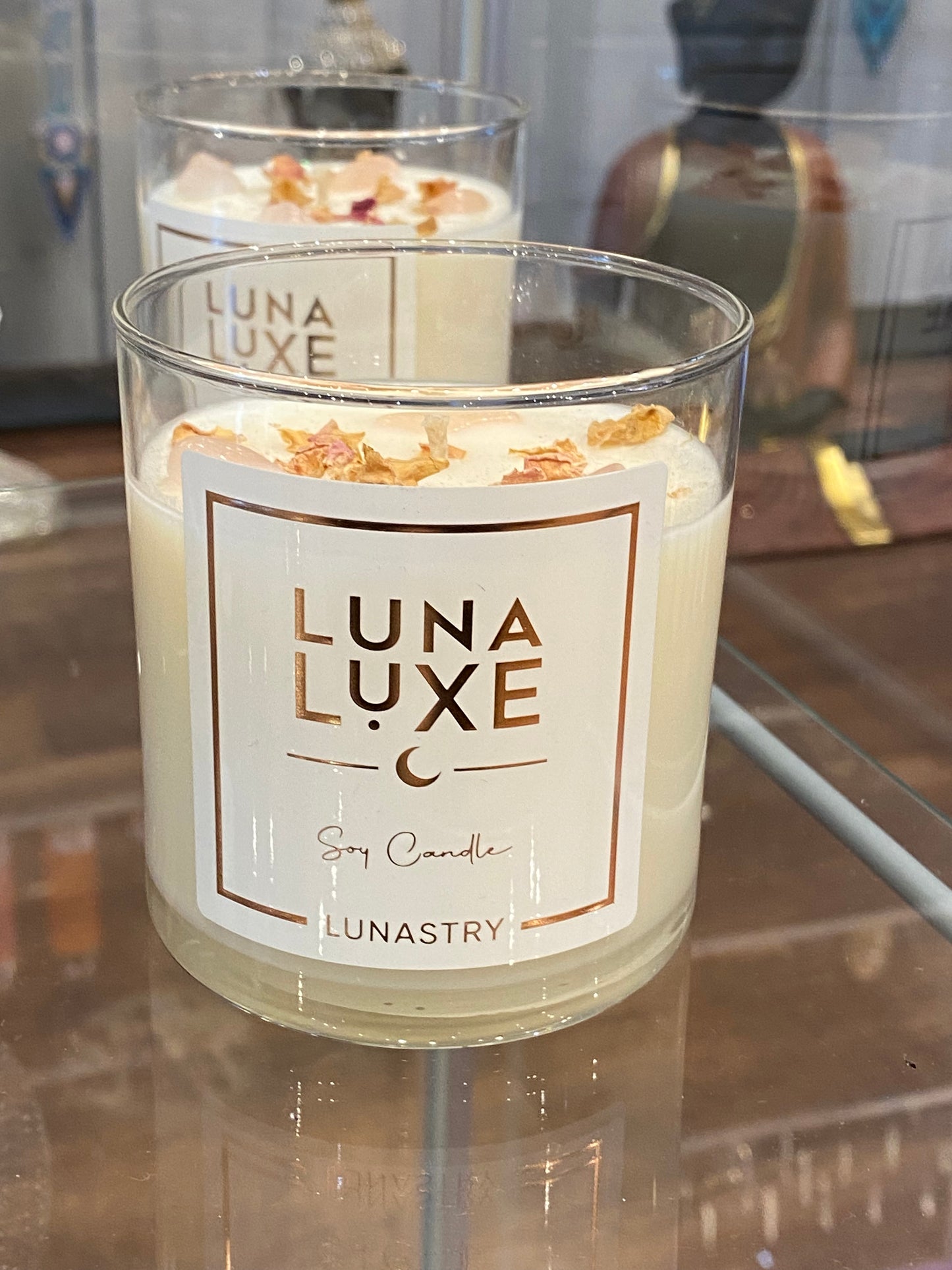 Rose Quartz Luna Luxe Soy Wax Crystal Candle by Lunastry