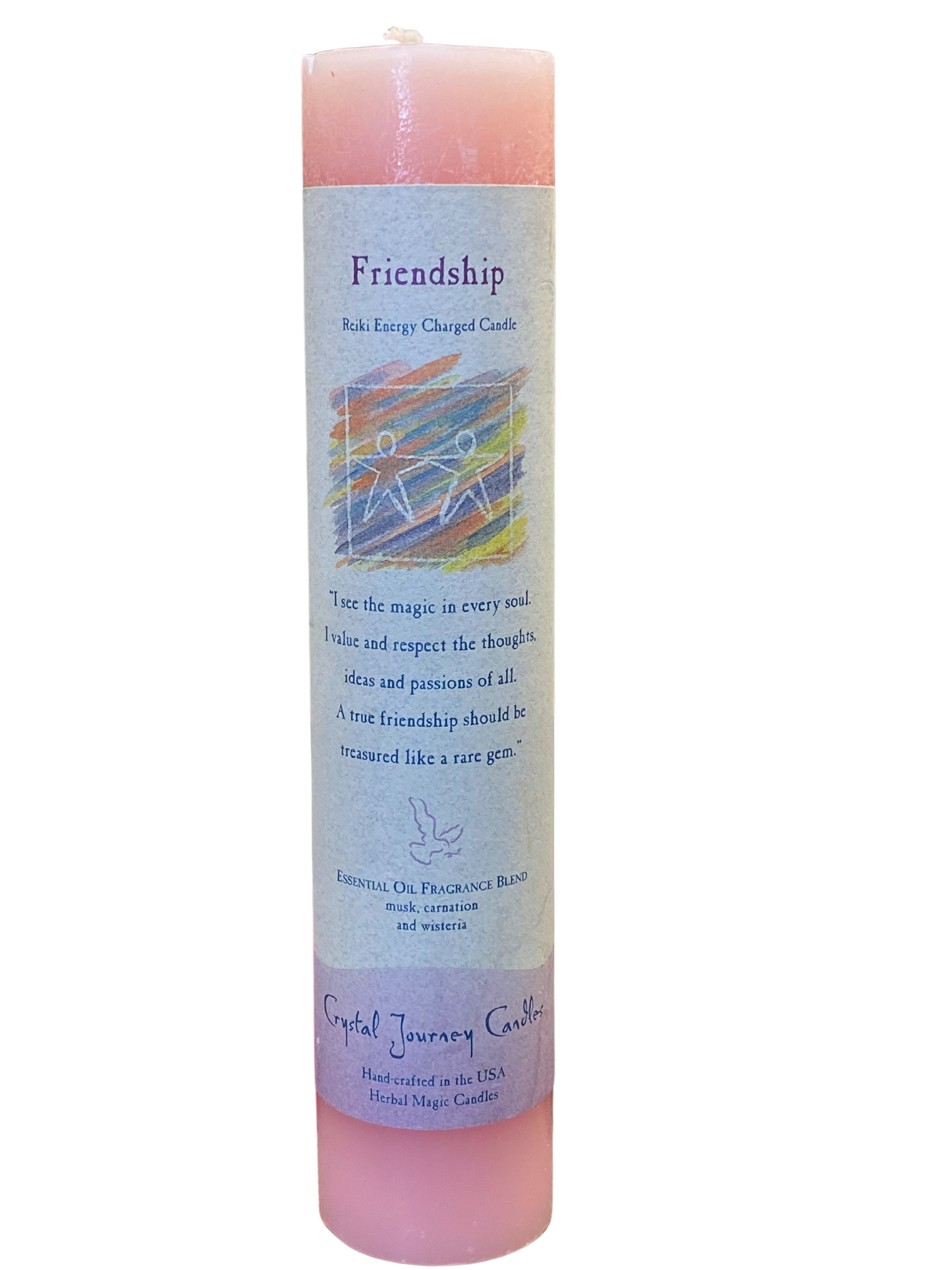 Crystal Journey Reiki Pillar Candle Friendship