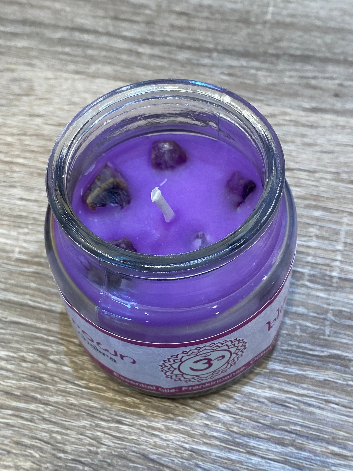 Vrinda 7 Chakra Jar Candles Purple / Violet, Scented Crown Chakra Sahasrara-3oz