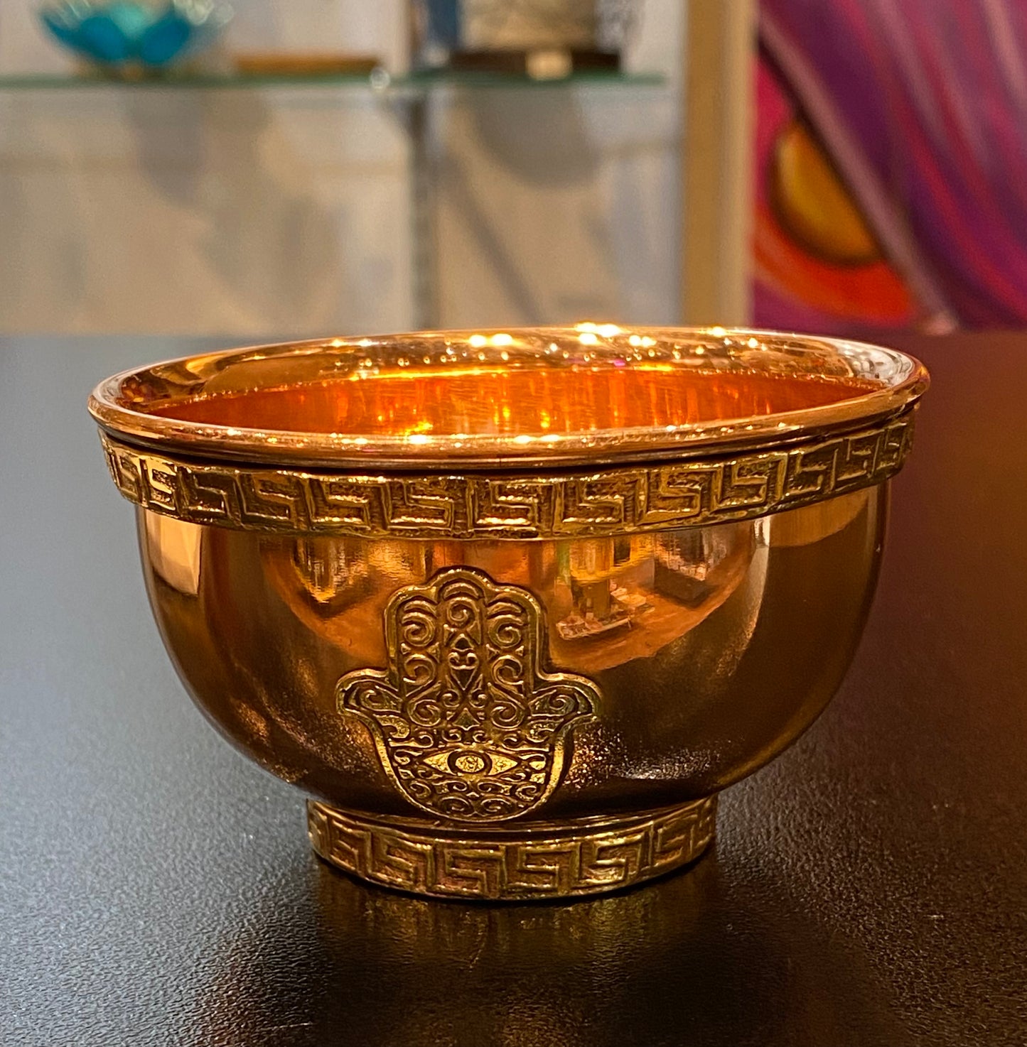 Copper Offering Bowl w/Hamsa