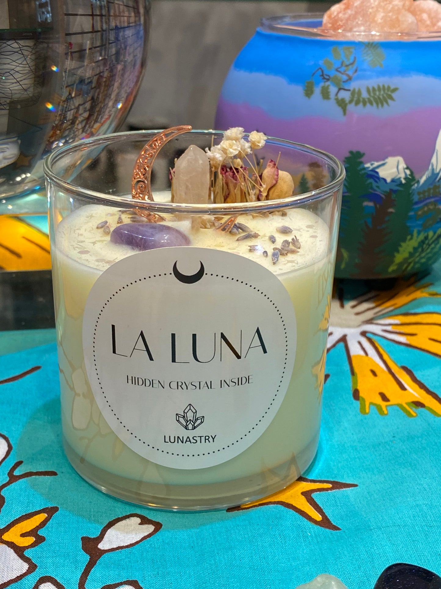 La Luna Soy Wax Crystal Candle with Hidden Gem