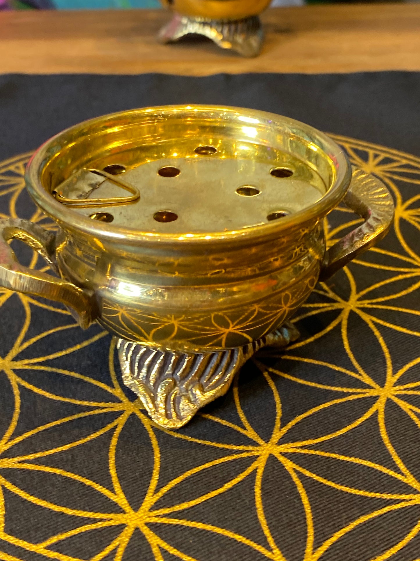 Gold Painted Brass Cauldron (small desktop)