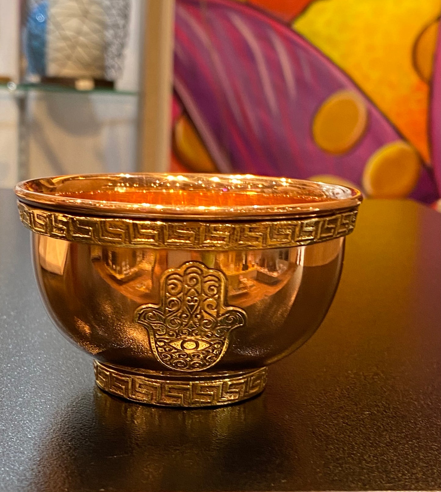 Copper Offering Bowl w/Hamsa