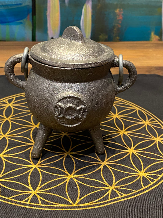 Charcoal Grey Triple Moon Cast Iron Cauldrron