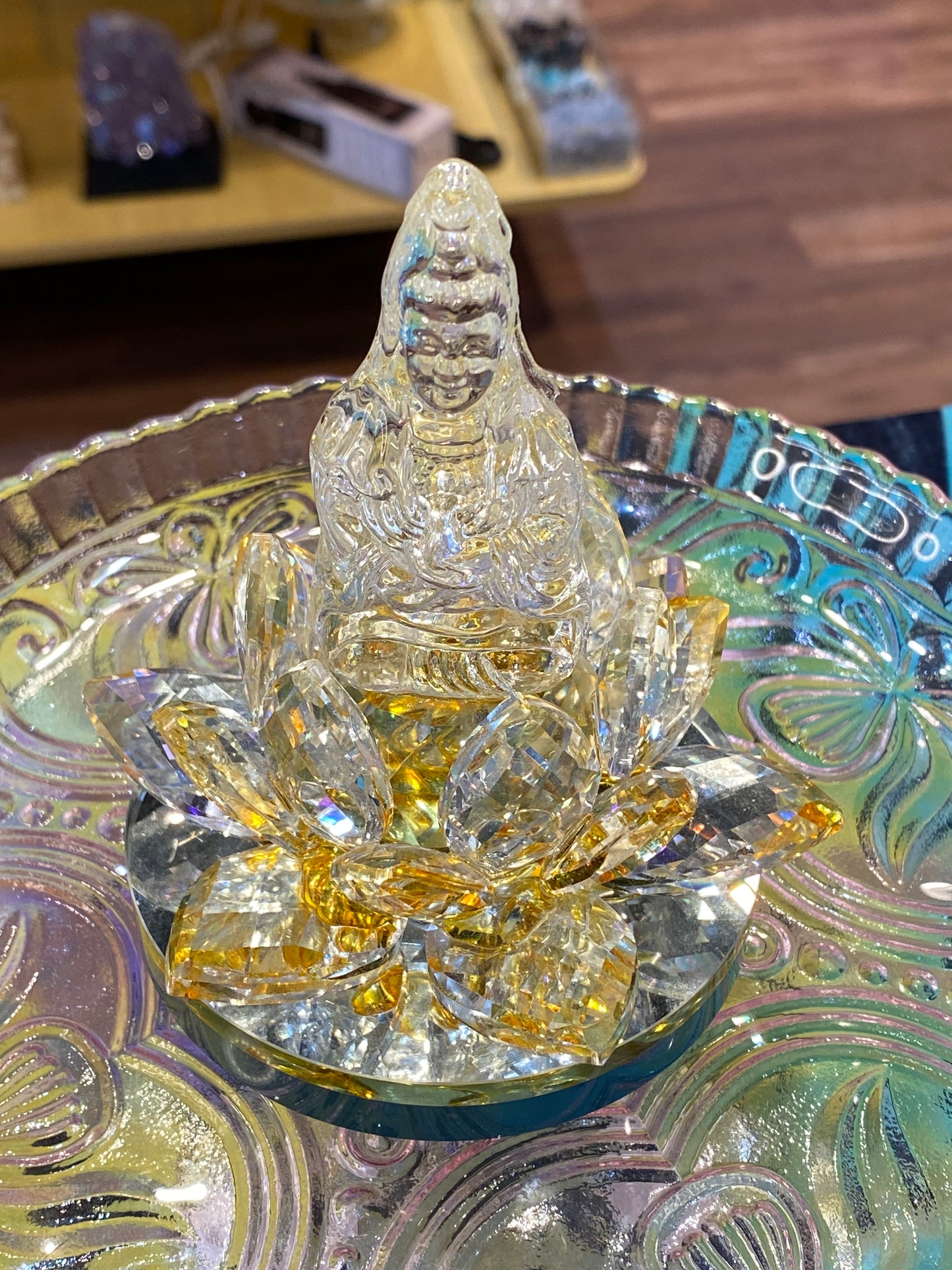 Crystal Kwan/Kuan Yin sitting on Lotus Yellow