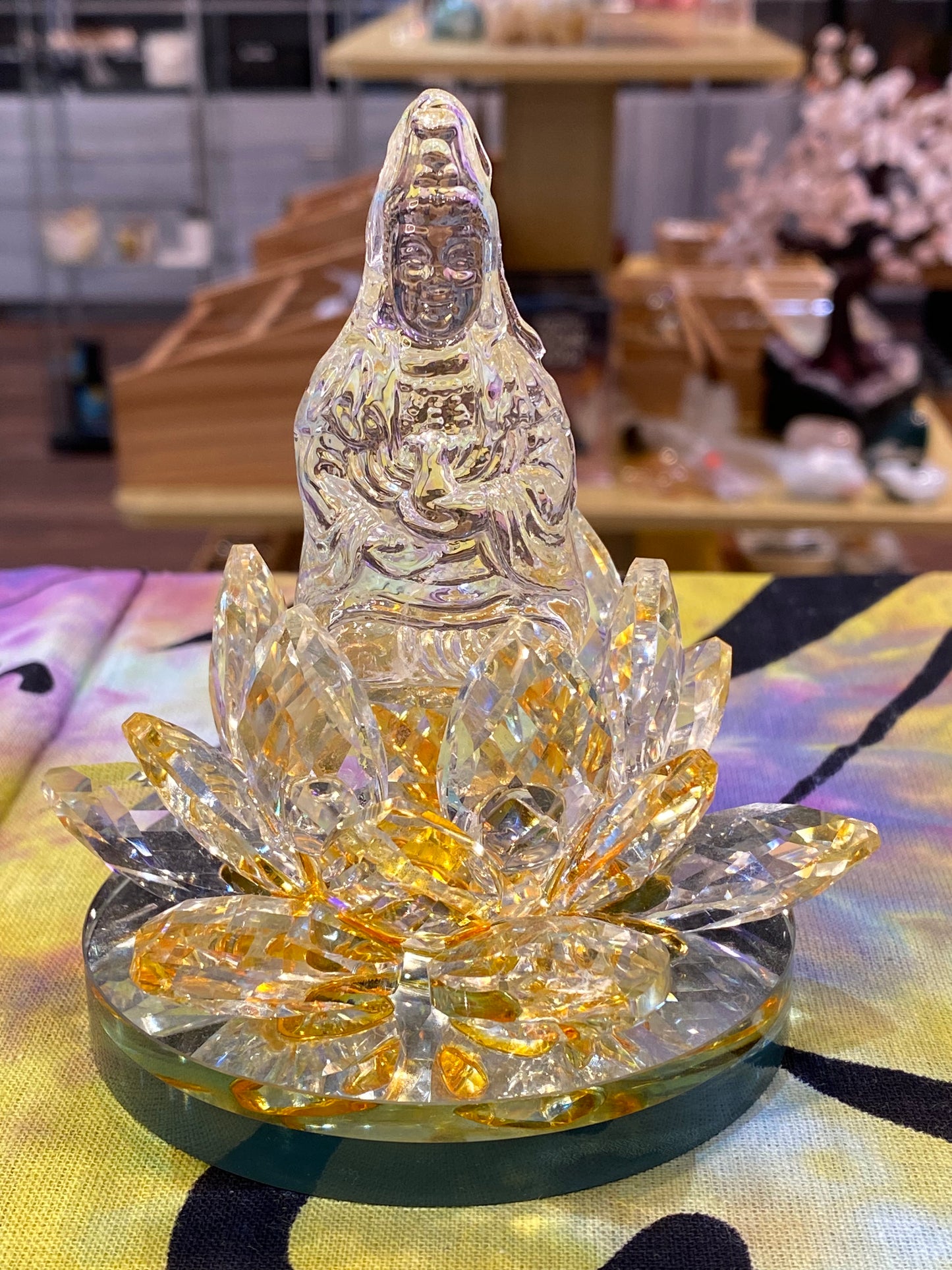 Crystal Kwan/Kuan Yin sitting on Lotus Yellow