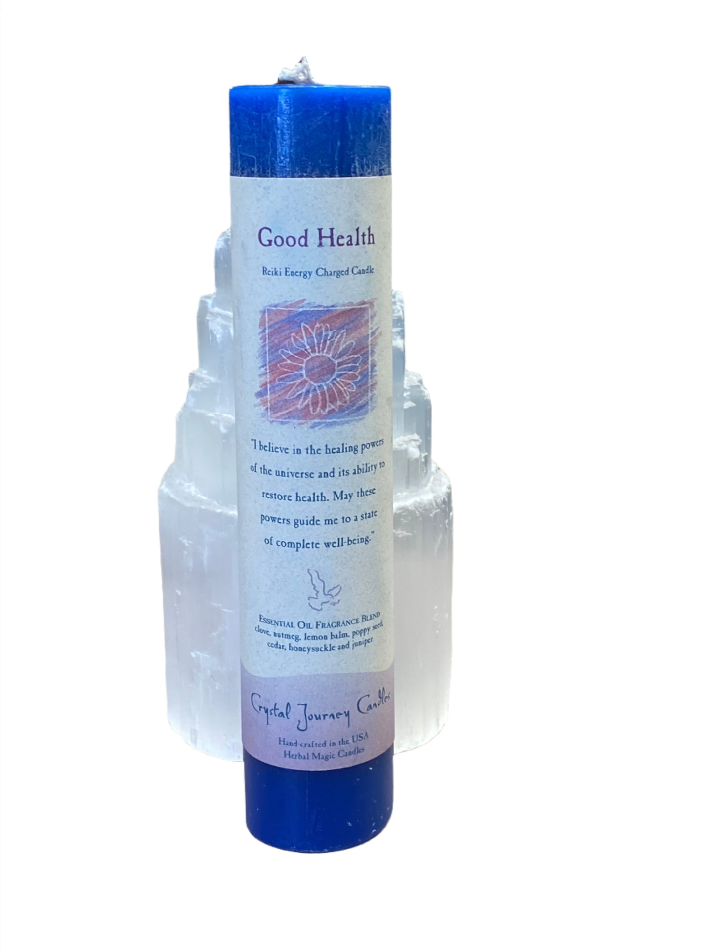 Crystal Journey Reiki Pillar Candle Good Health