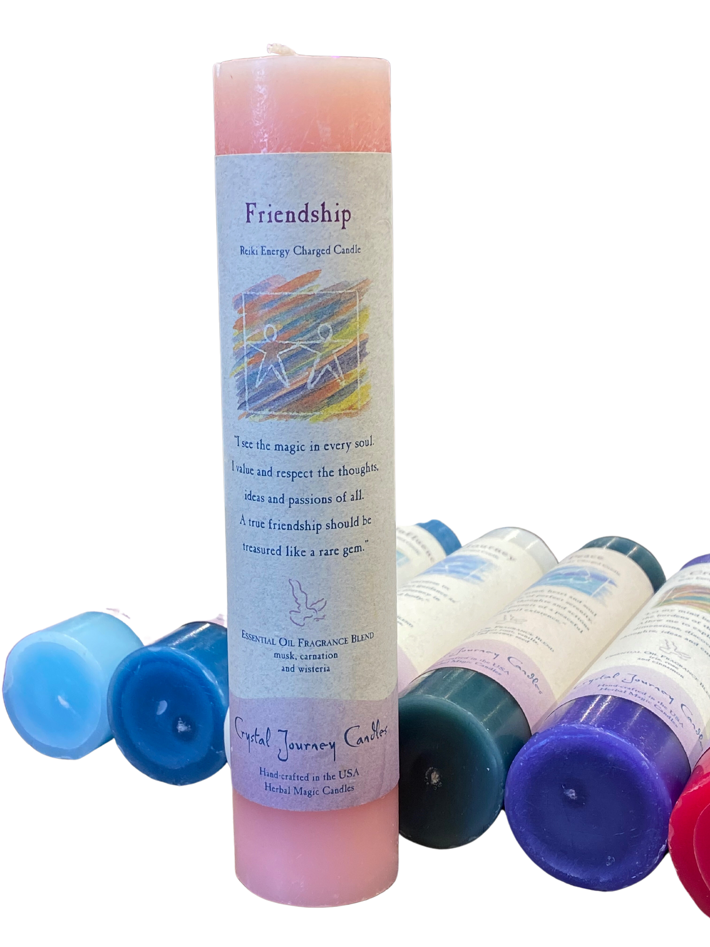 Crystal Journey Reiki Pillar Candle Friendship