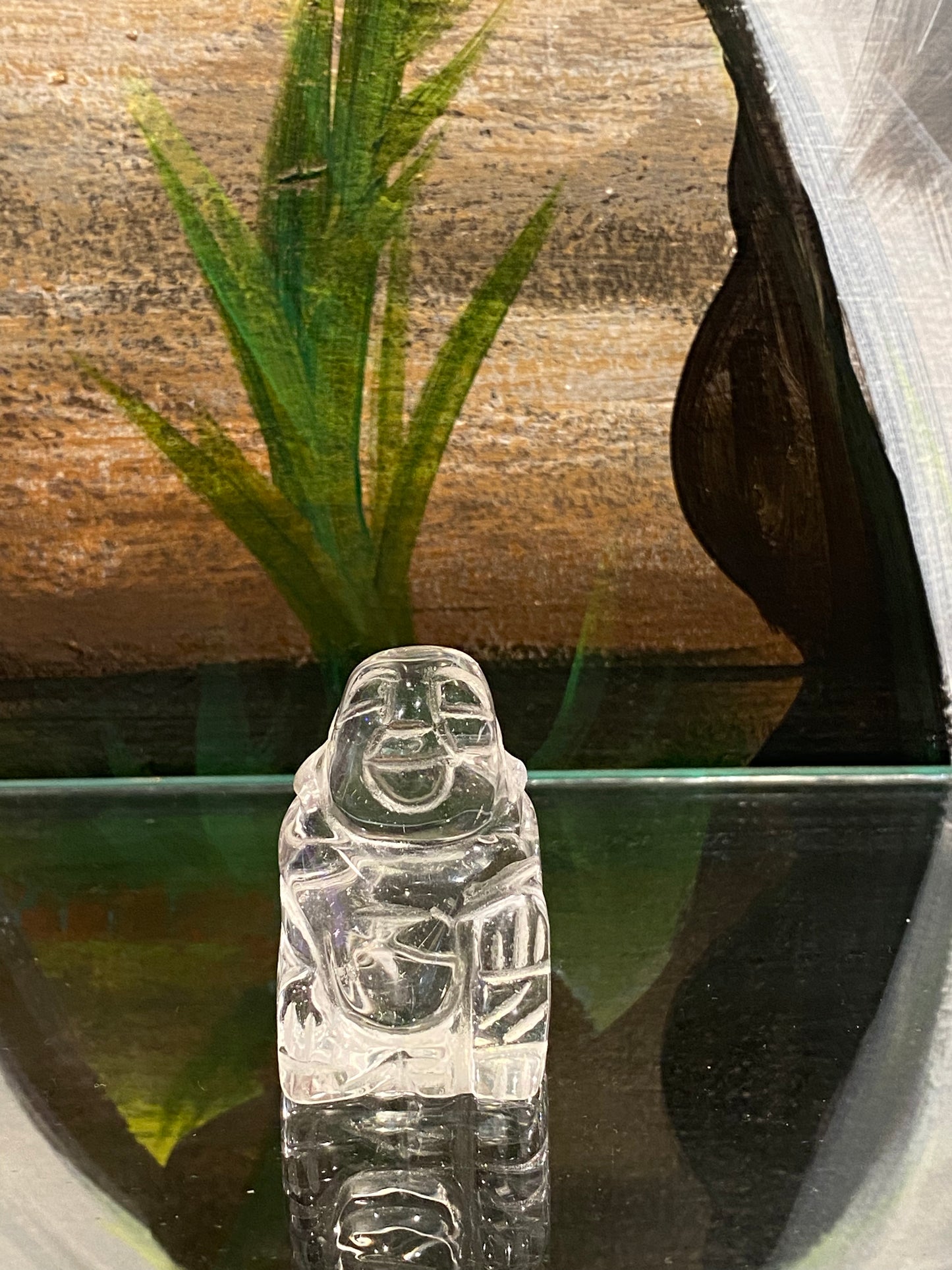 Clear Quartz Hand Carved Desktop Laughing Buddha