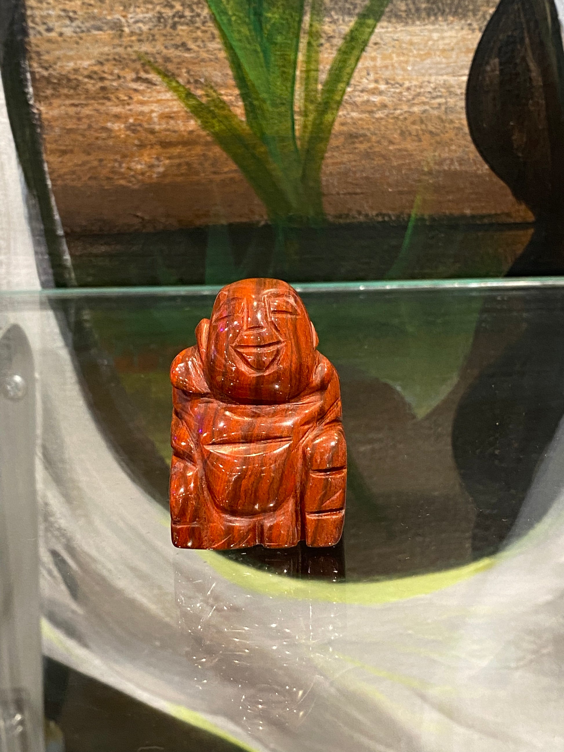 Red Jasper Hand Carved Laughing Buddha