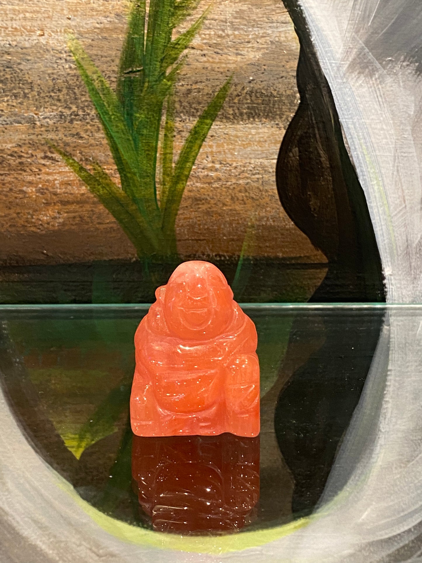 Cherry Quartz Hand Carved Polished Desktop Laughing Buddha