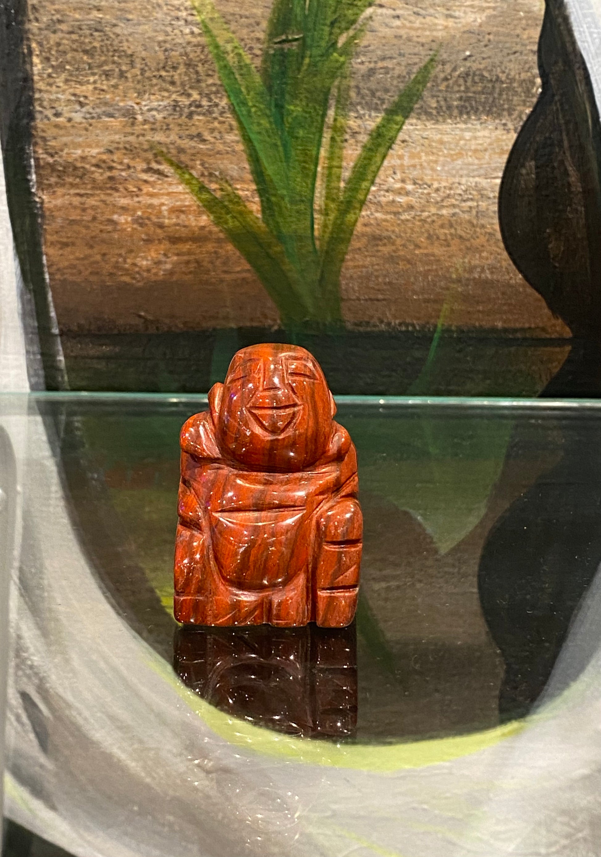 Red Jasper Hand Carved Laughing Buddha