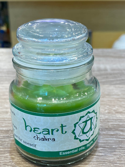 Vrinda 7 Chakra Jar Candles Green, Scented Heart Chakra Anahata-3oz