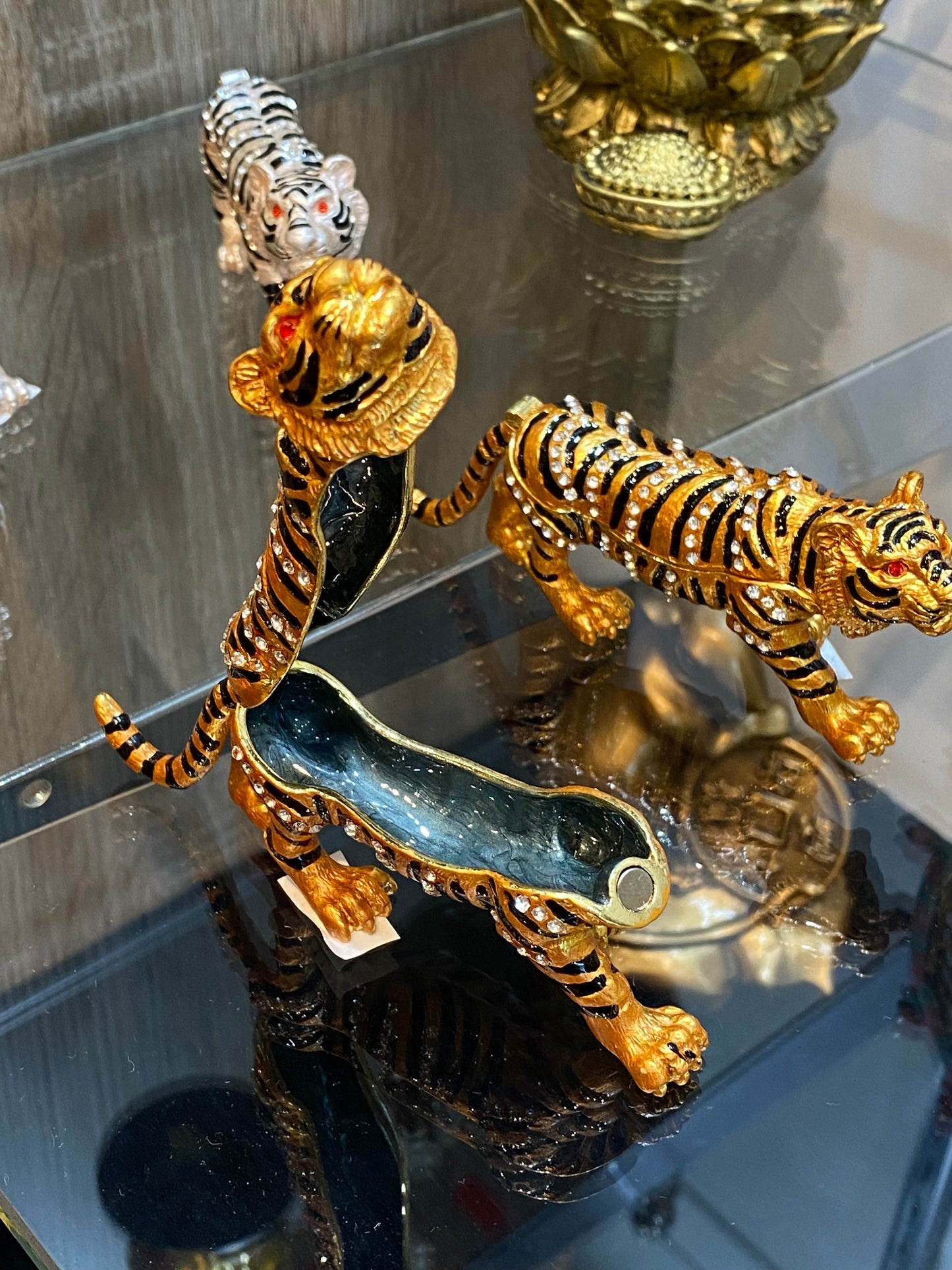 Tiger Bejeweled Trinket Gold and Black Stripes