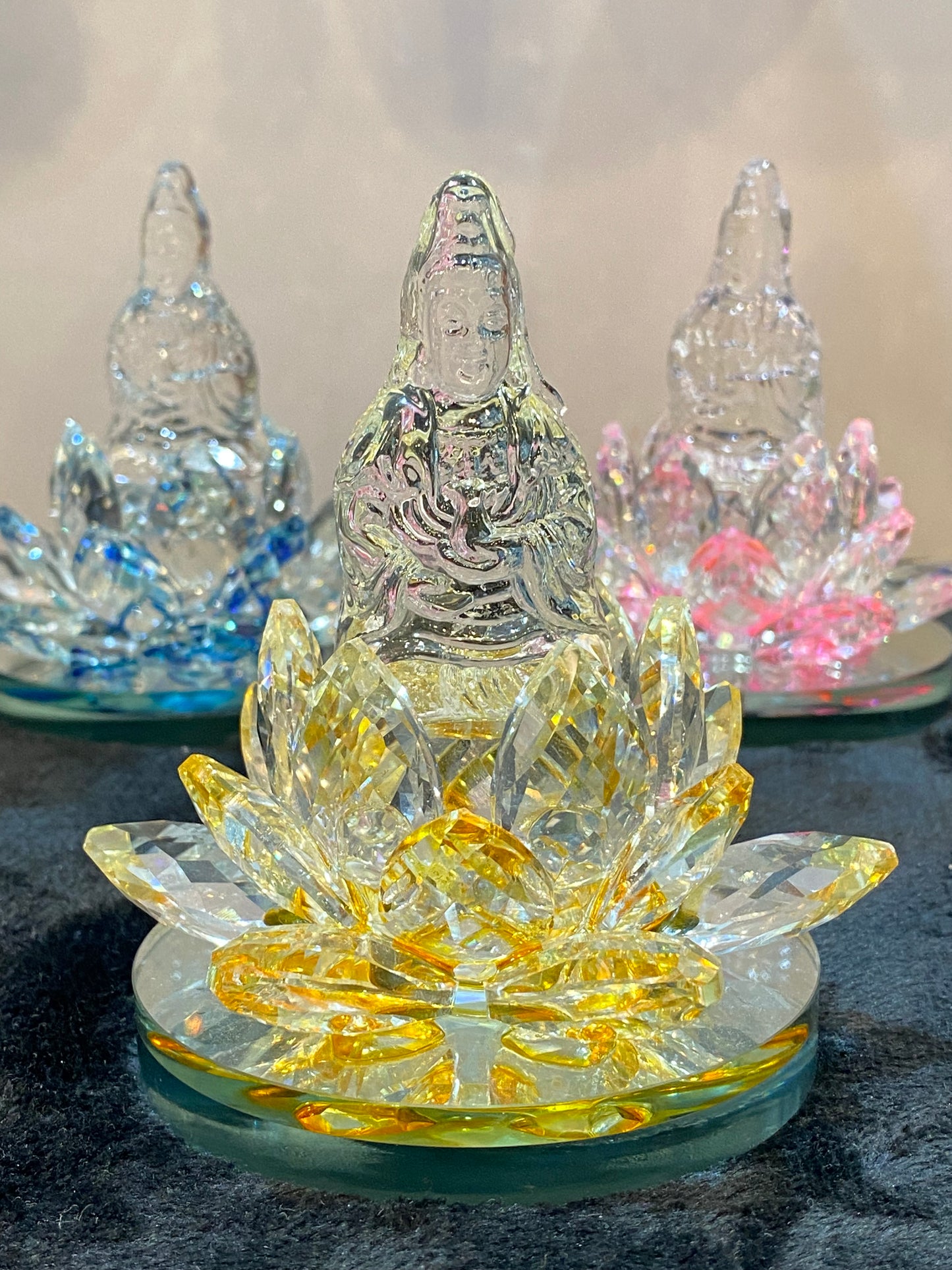 Crystal Kwan/Kuan Yin sitting on Lotus Yellow