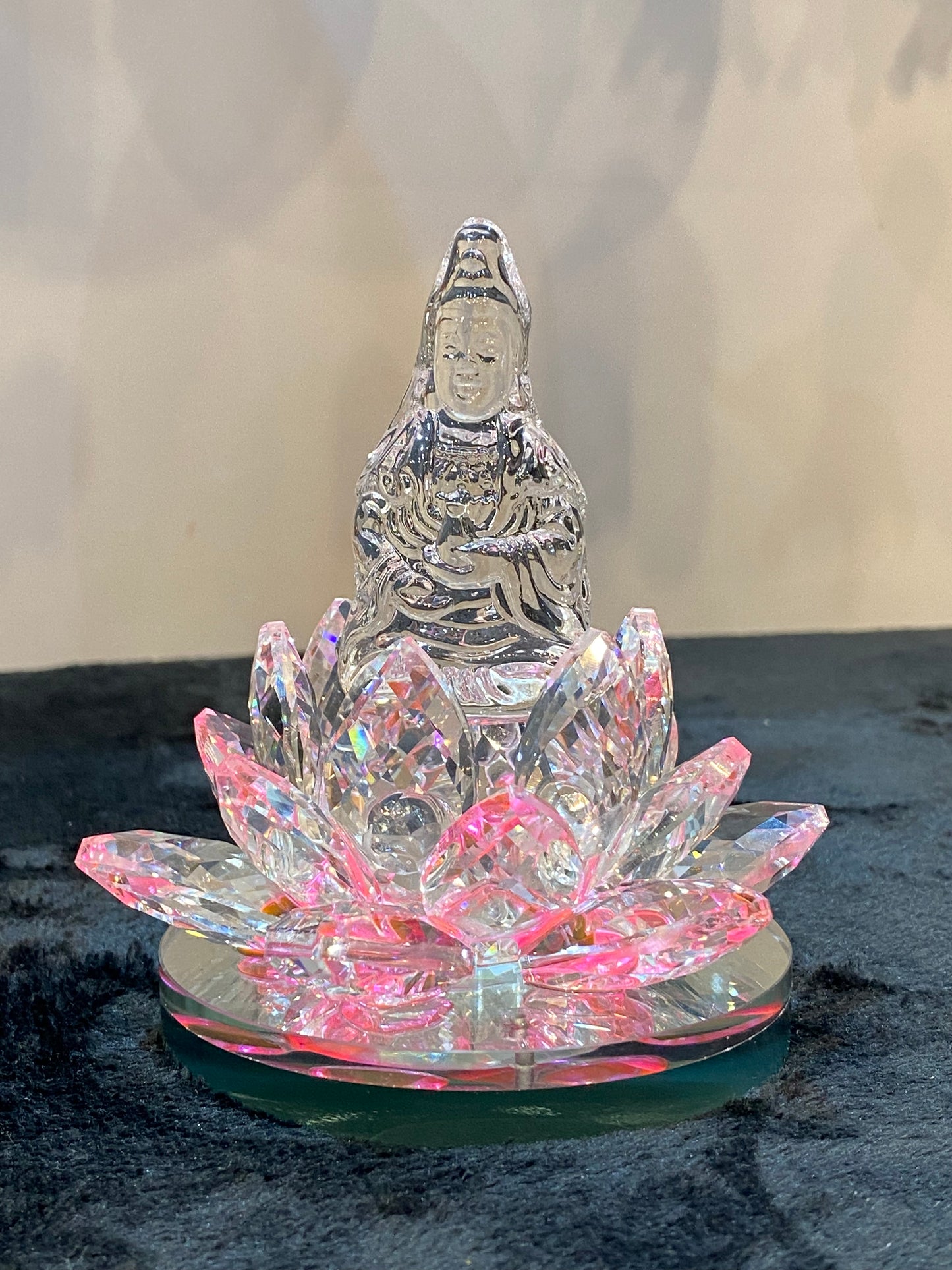 Crystal Kwan/Kuan Yin sitting on a Lotus Light Pink