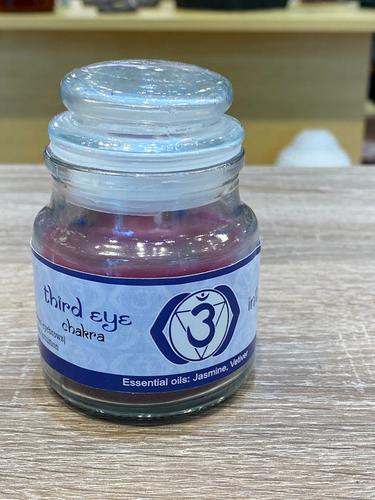 Vrinda 7 Chakra Jar Candles Indigo, Scented Third Eye Chakra Ajna-3oz