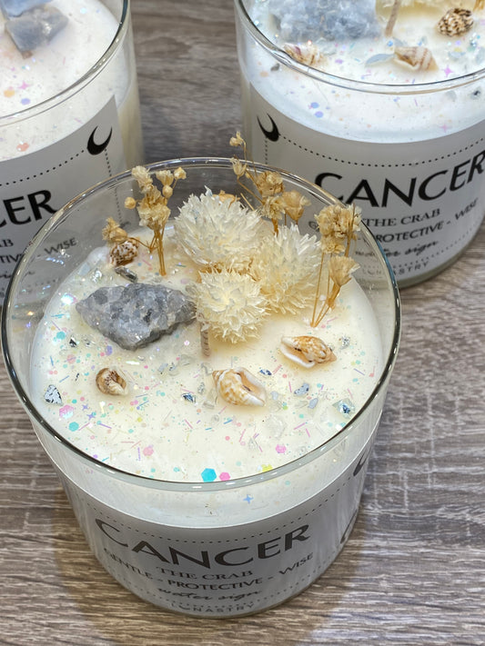 Zodiac Cancer Soy Wax Crystal Candle made by Lunastry