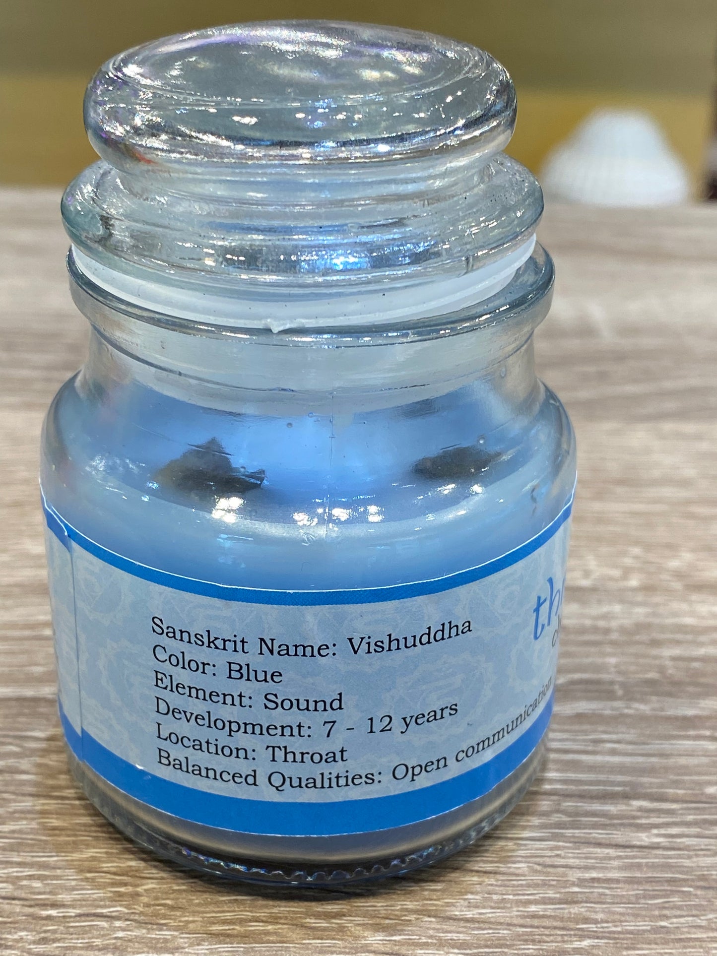 Vrinda 7 Chakra Jar Candles Blue, Scented Throat Chakra Vishuddha-3oz