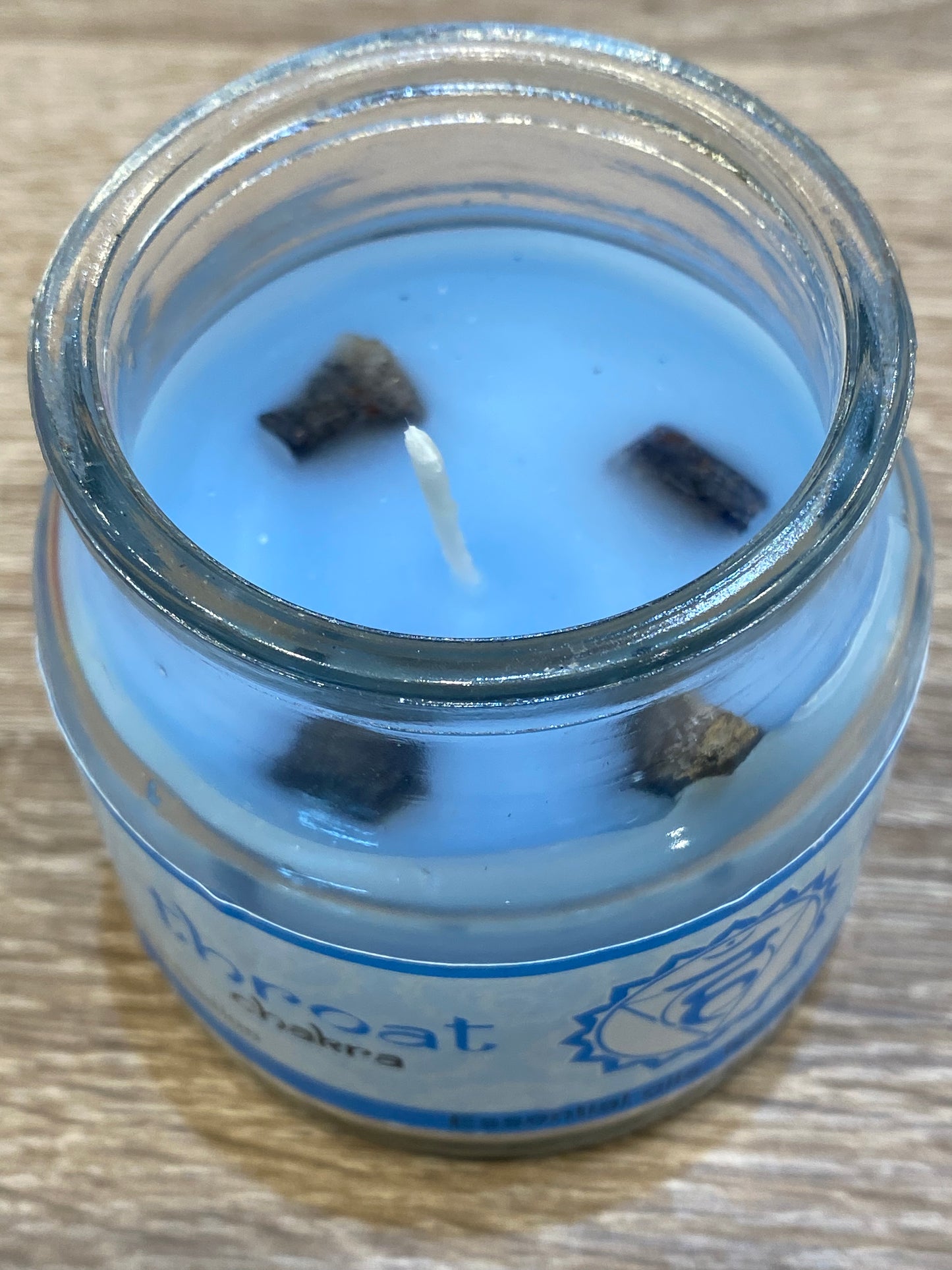 Vrinda 7 Chakra Jar Candles Blue, Scented Throat Chakra Vishuddha-3oz