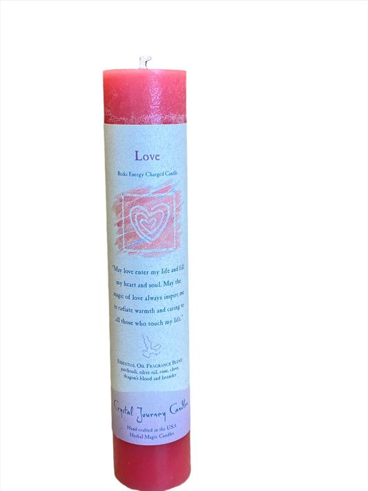 Crystal Journey Reiki Pillar Candle Love