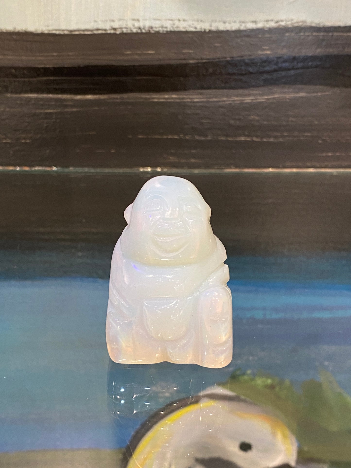 Opalite Hand Carved Polished Desktop Laughing Buddha