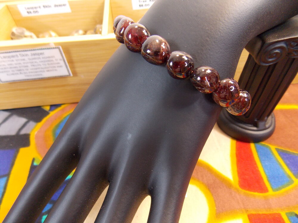 Red Garnet Gemstone Bracelet 8mm