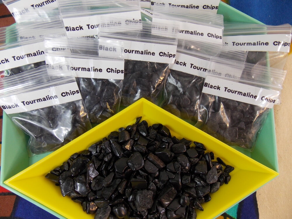 Black Tourmaline Chips (bag) - Healing Lotus Shop