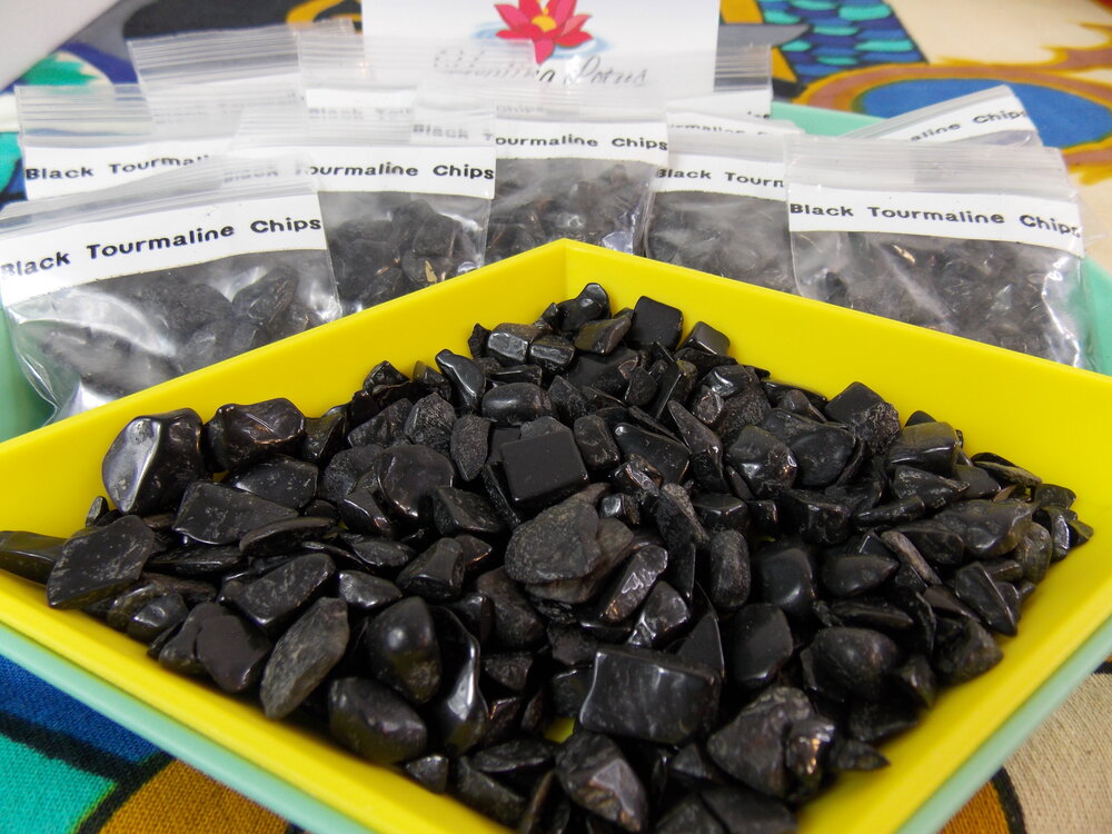 Black Tourmaline Chips (bag) - Healing Lotus Shop