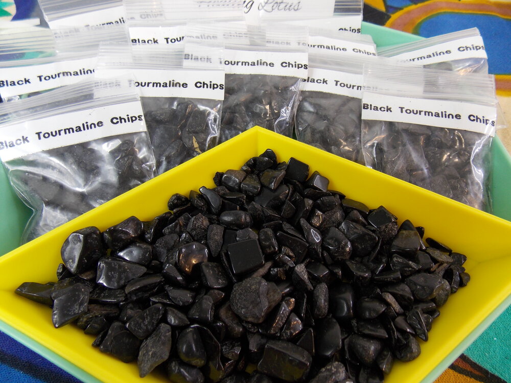 Black Tourmaline Chips (bag) - Healing Lotus Shop