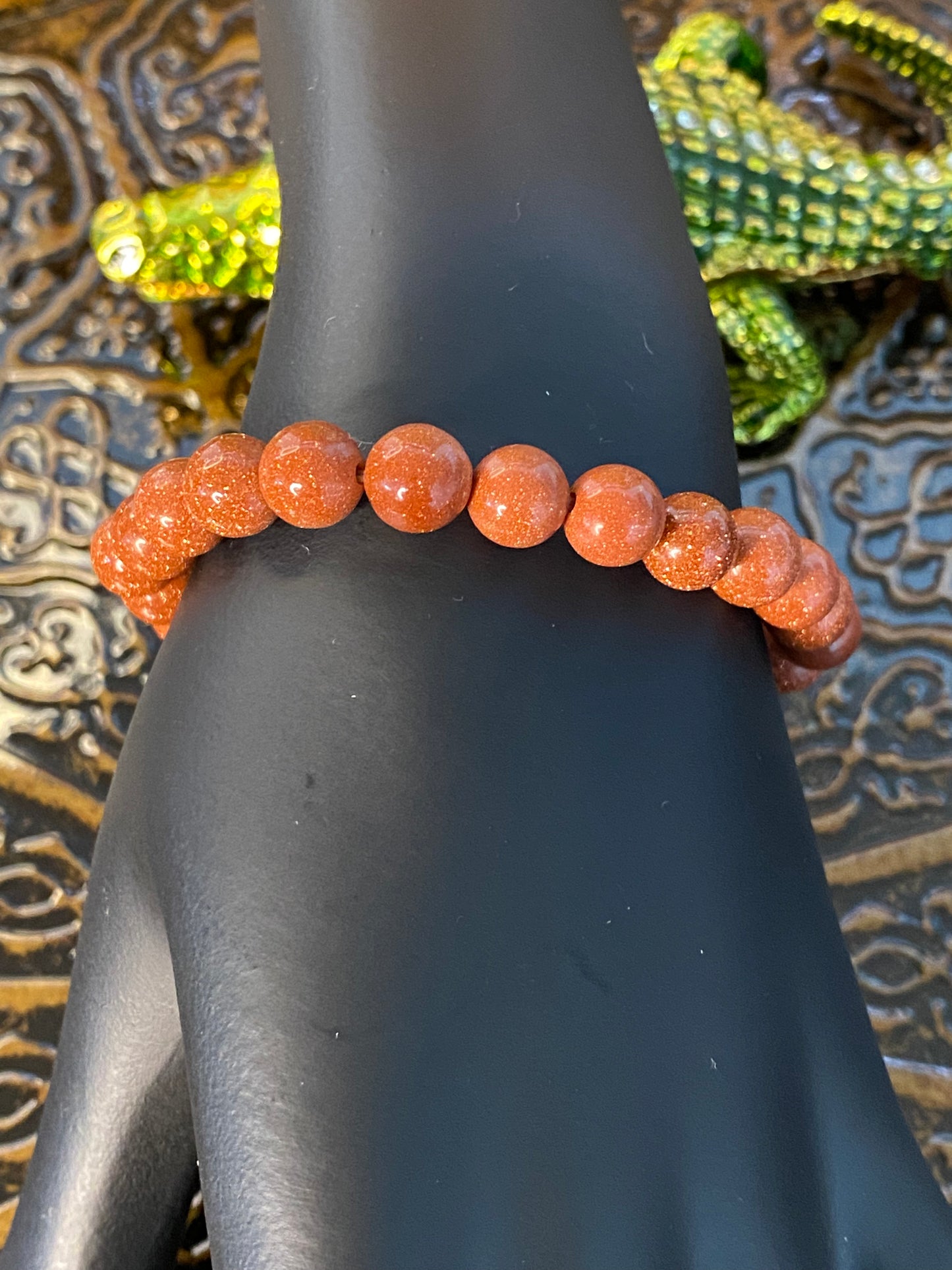 Red Goldstone Beaded Bracelet