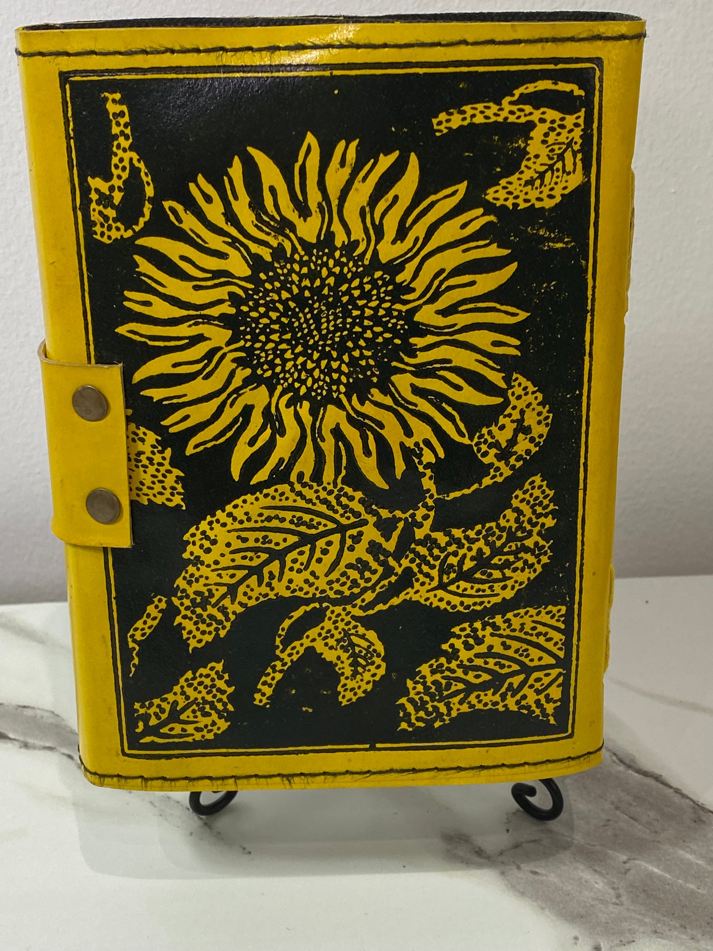 Sunflower leather blank book w/ latch