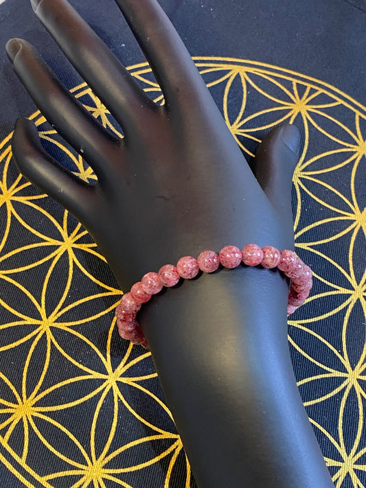 Strawberry Quartz Beaded String Bracelet 6mm