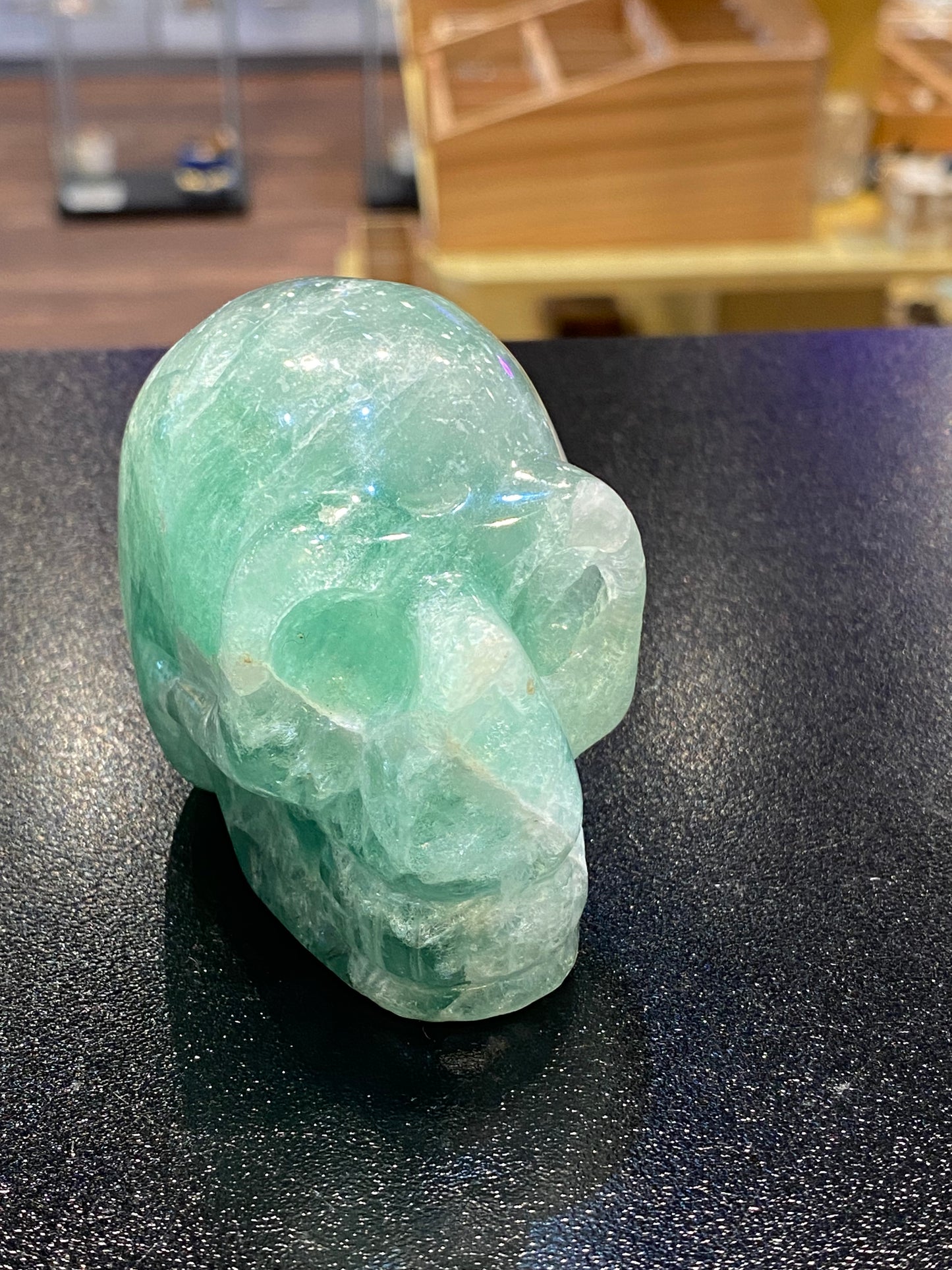 Polished Natural Hand Carved Fluorite Skull Large