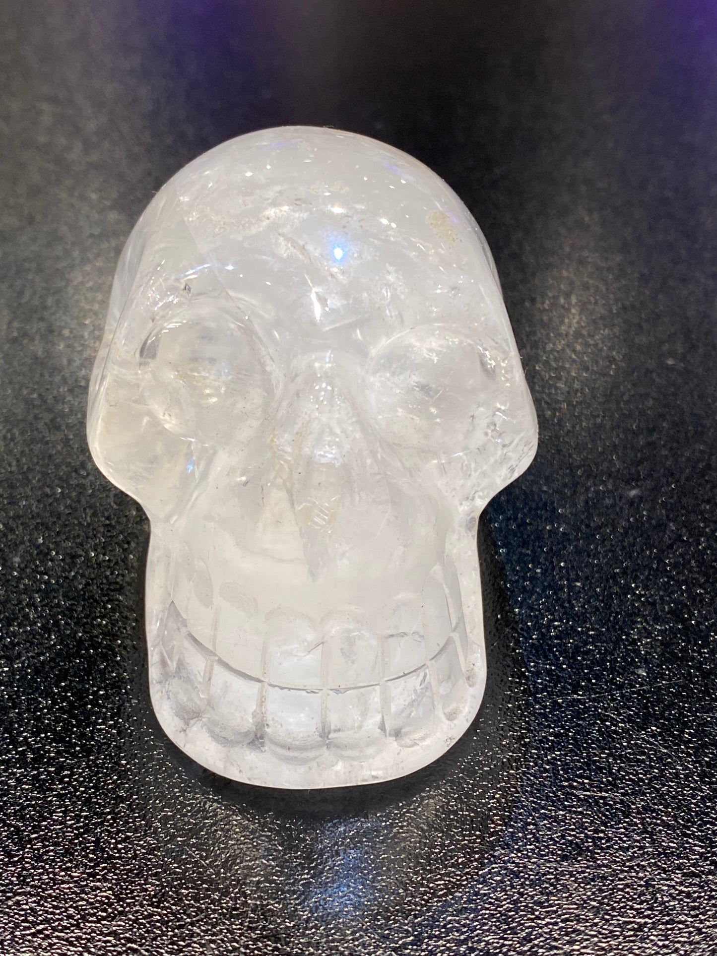 Polished Natural Hand Carved Clear Quartz Skull