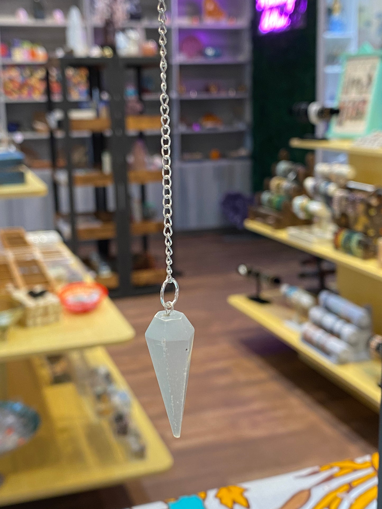 Selenite Point Pendulum