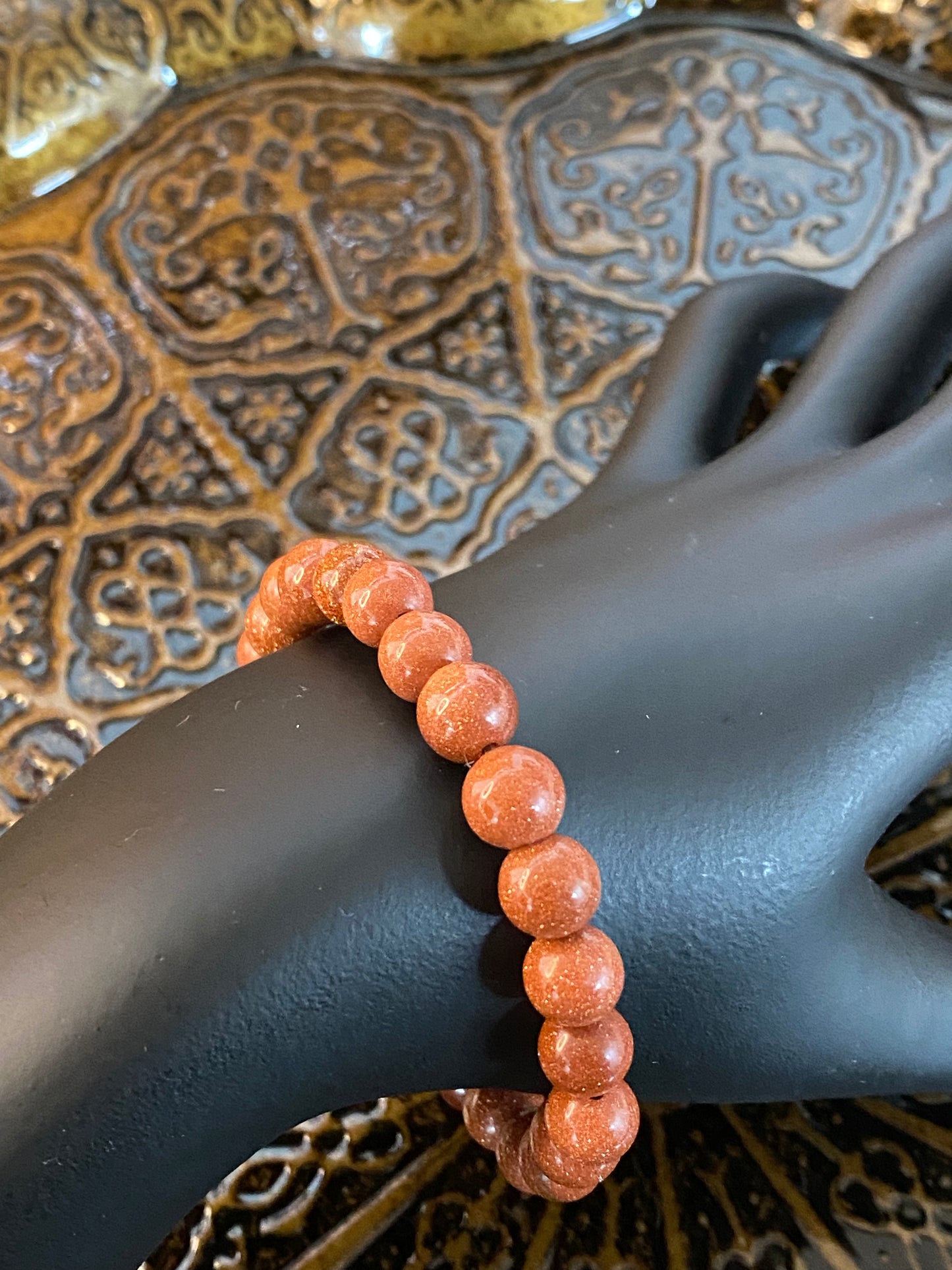 Red Goldstone Beaded Bracelet