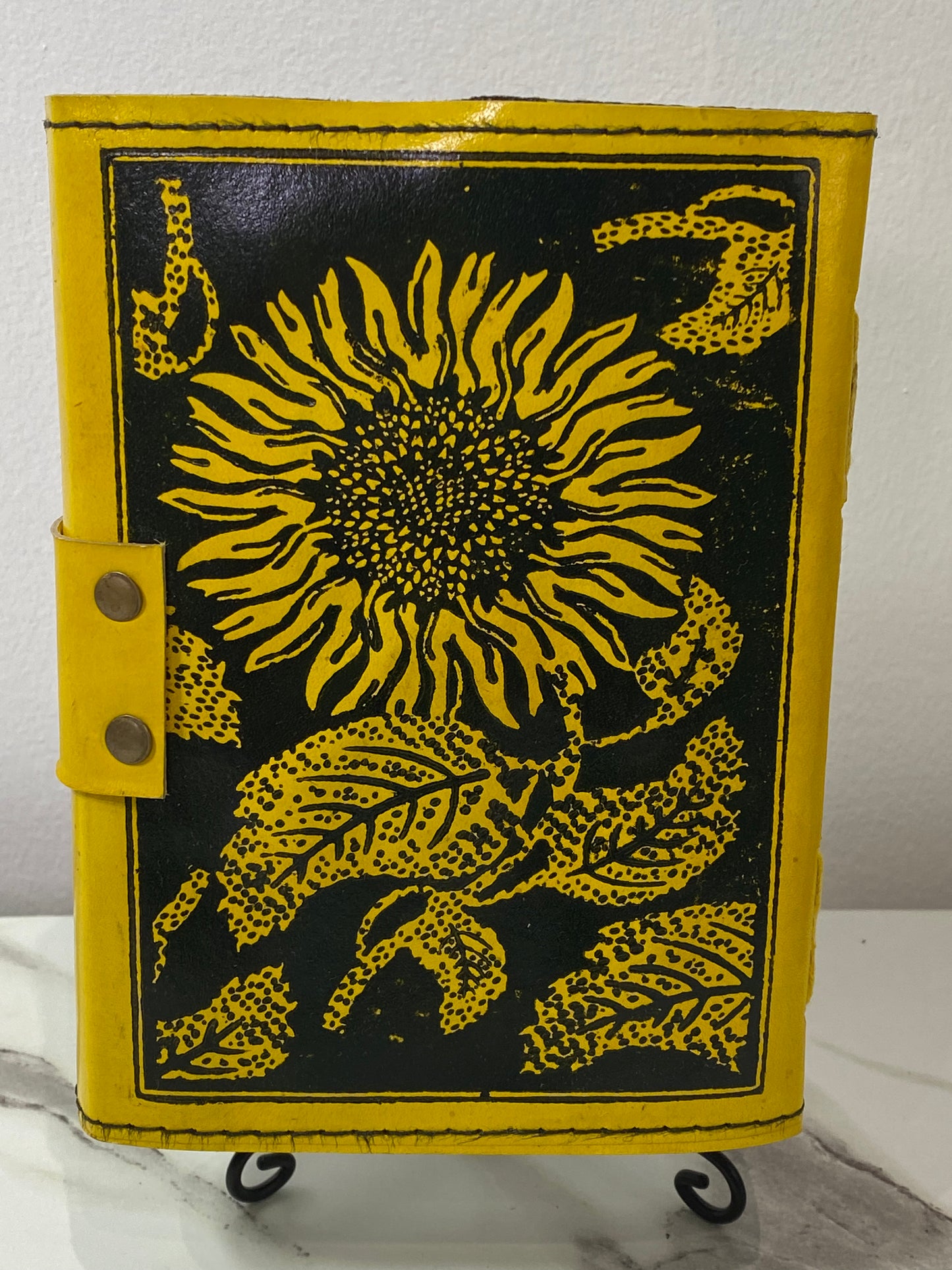 Sunflower leather blank book w/ latch