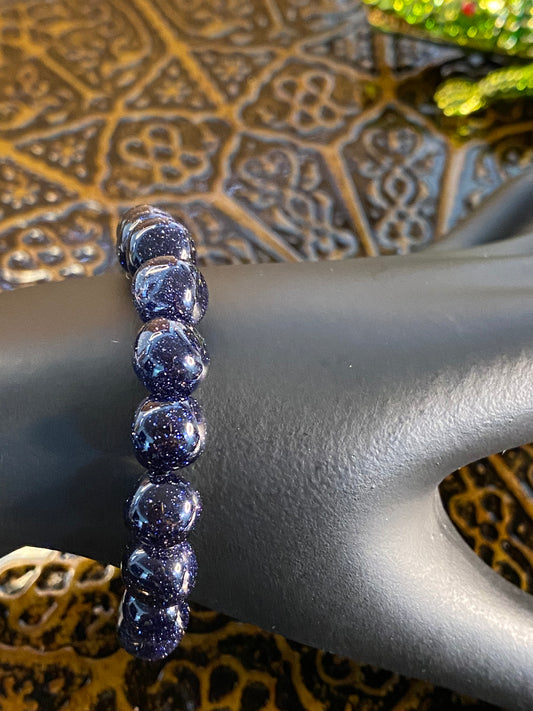 Blue Goldstone Beaded String Bracelet - Healing Lotus Shop