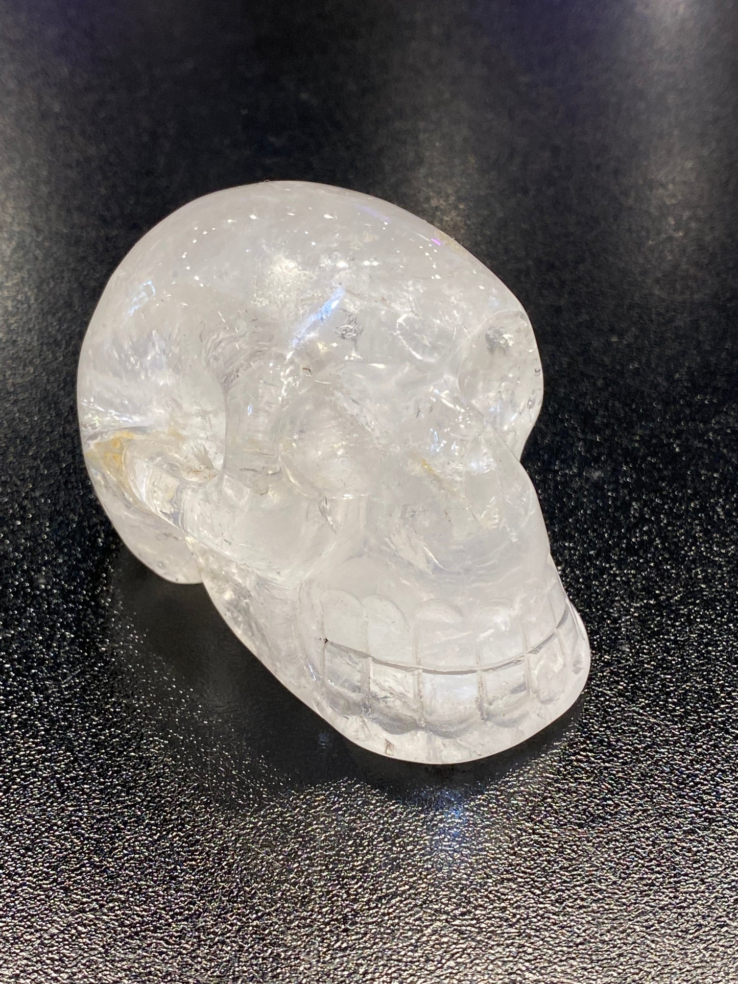 Polished Natural Hand Carved Clear Quartz Skull