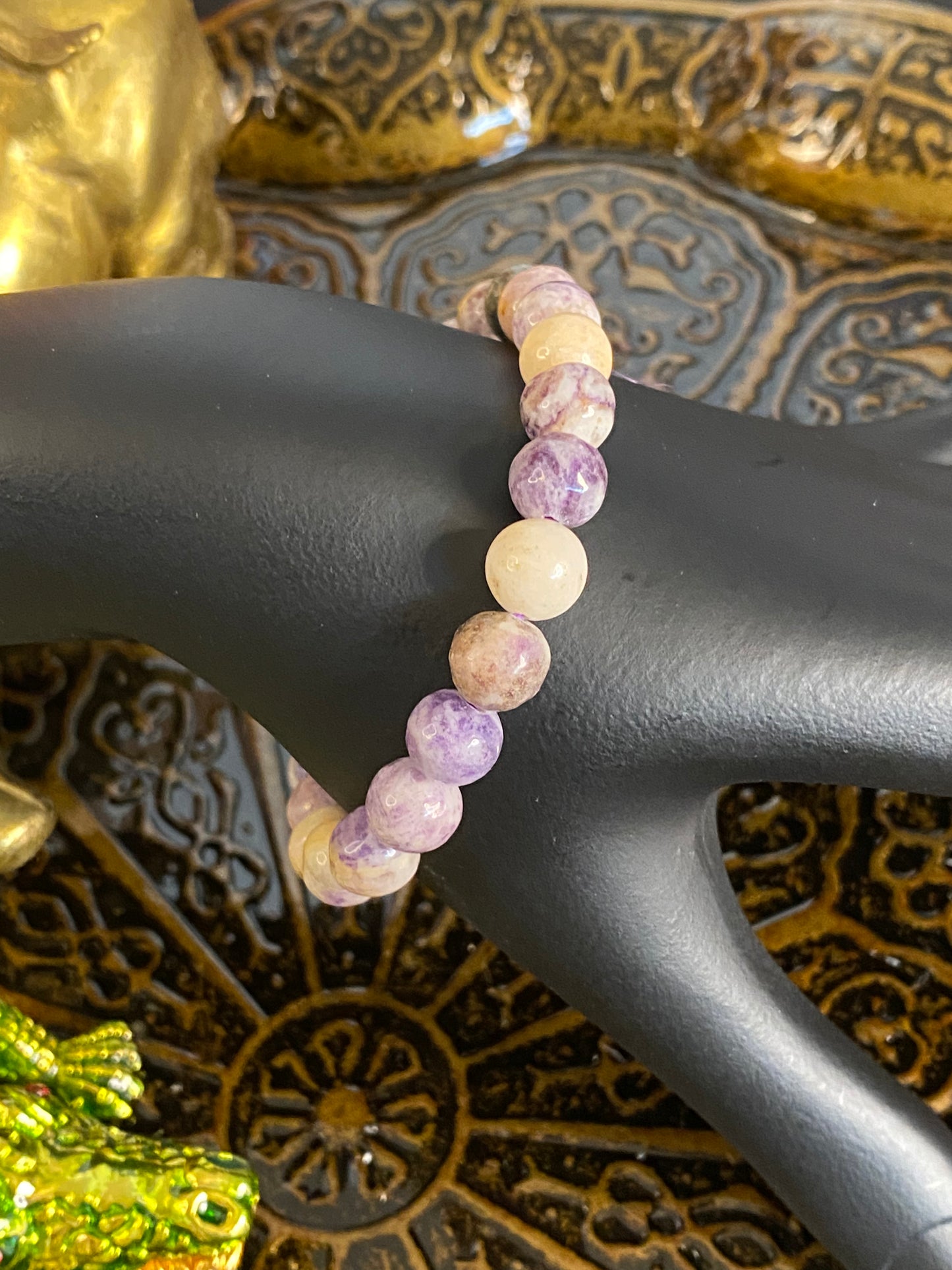 Charoite Flower Beaded String Bracelet