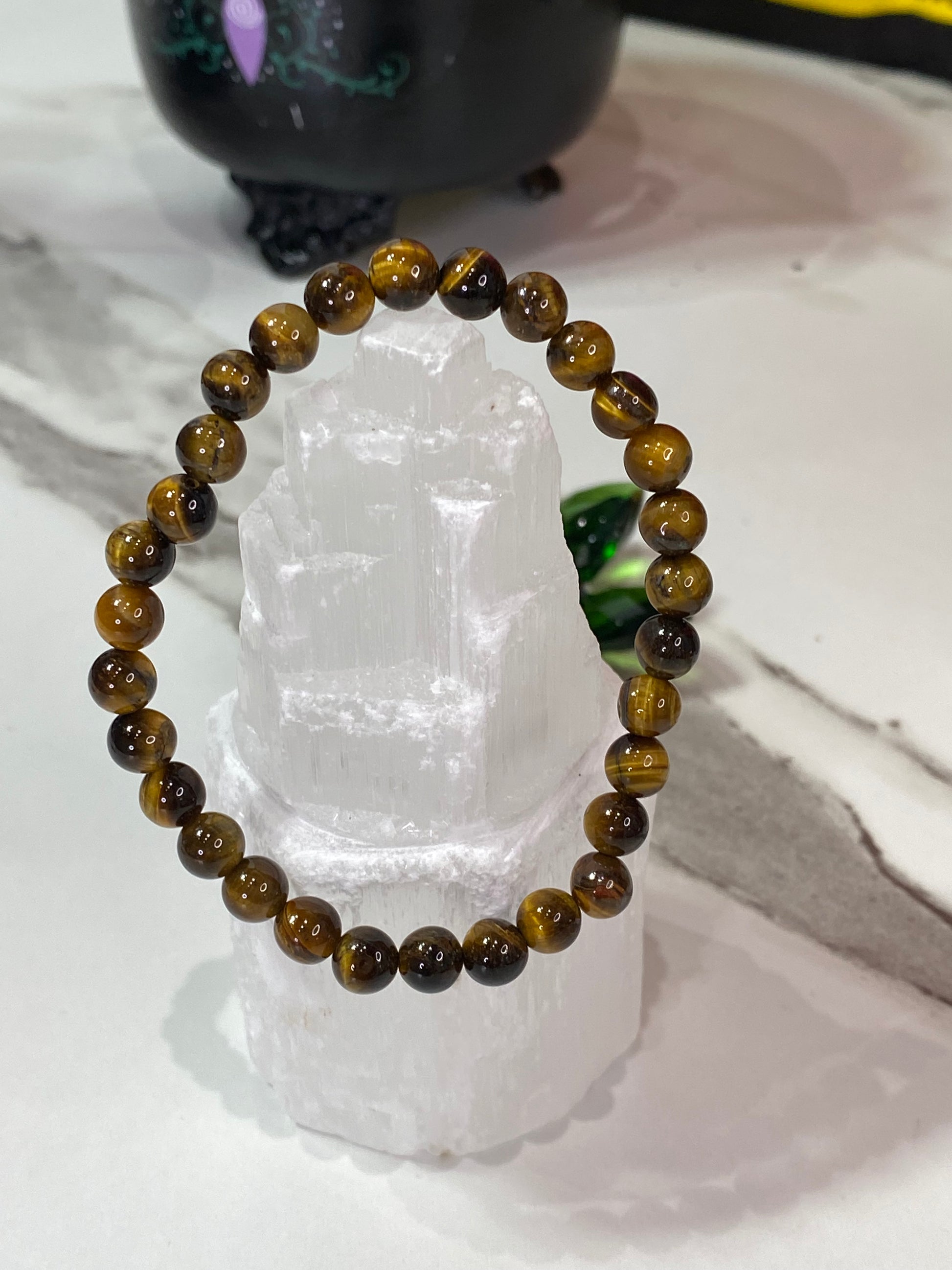 6mm Natural Tiger's Eye Free-Form Bead 6mm Bracelet - Healing Lotus Shop