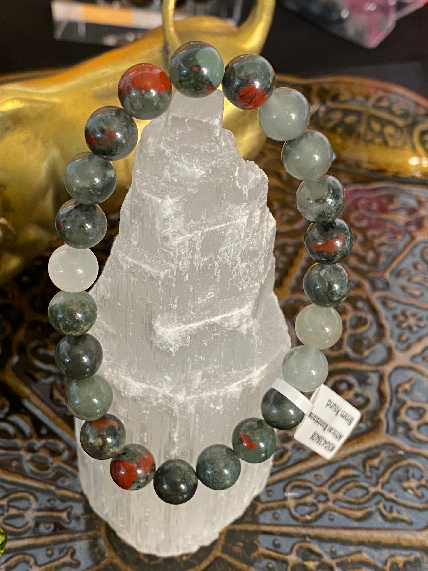 African Bloodstone Beaded String Bracelet - Healing Lotus Shop