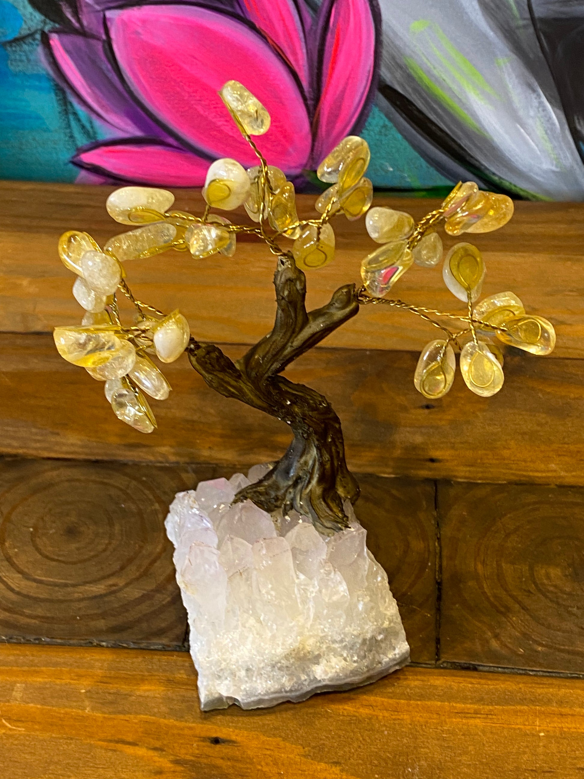 Bonsai Tree Citrine On Cluster | Healing Lotus