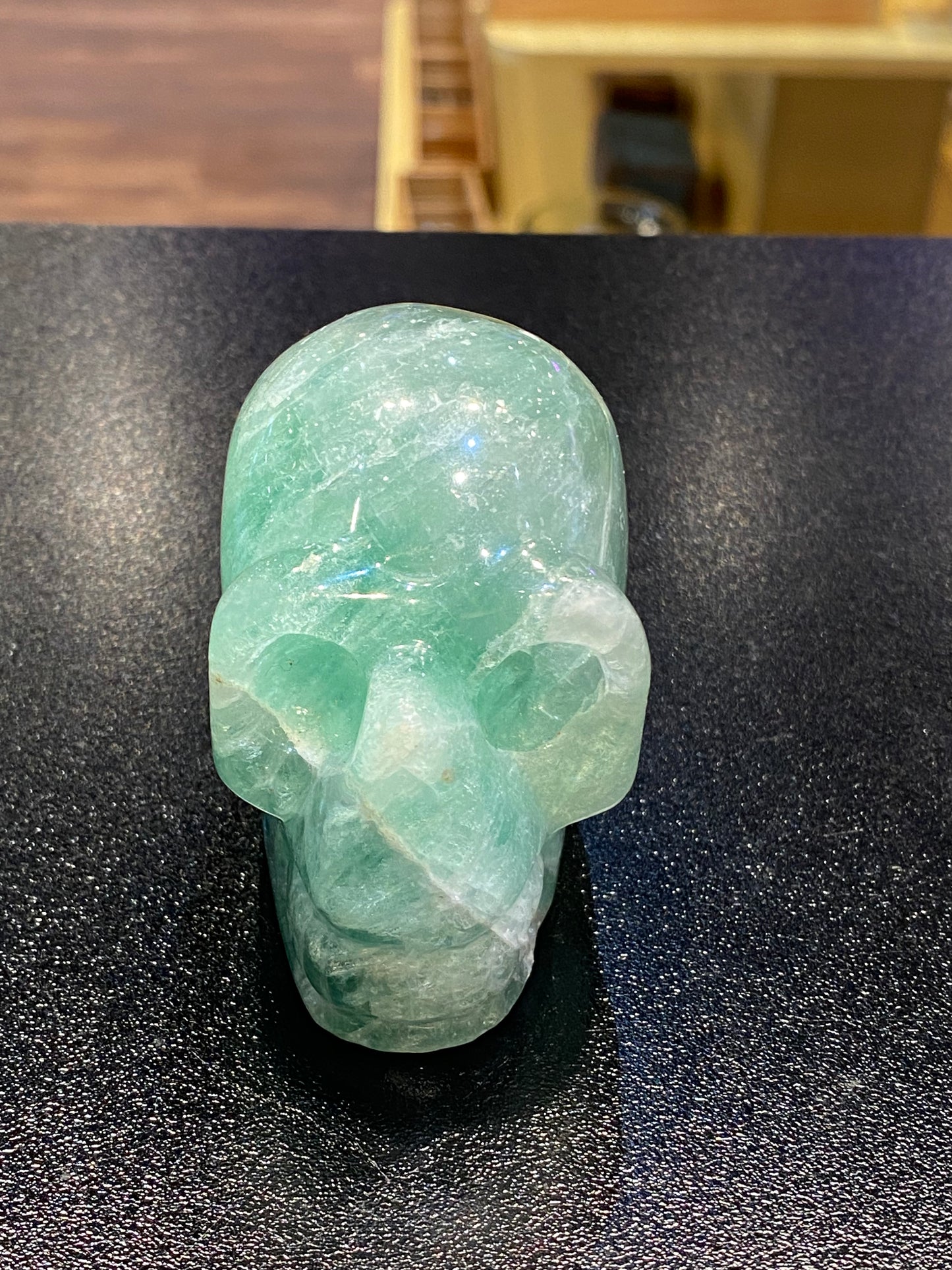 Polished Natural Hand Carved Fluorite Skull Large