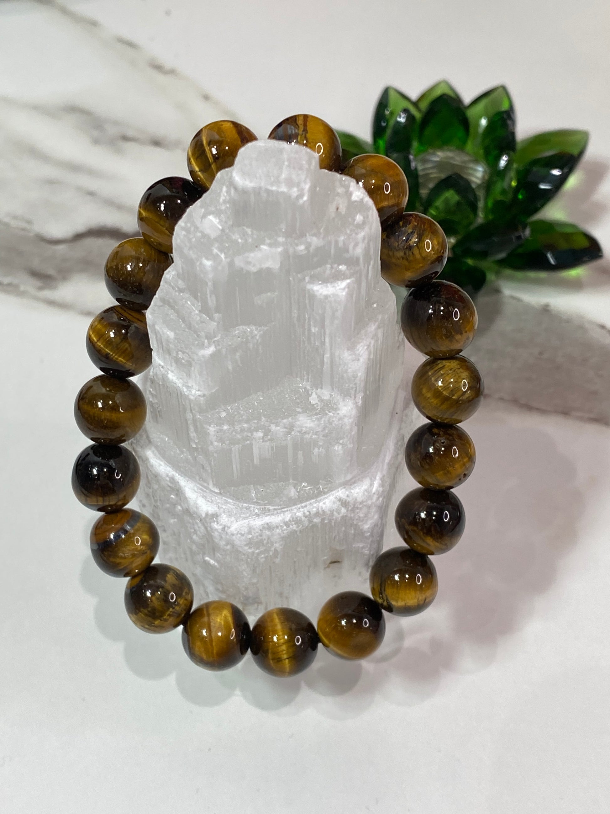 10mm Natural Tigers Eye Gemstone Beaded Bracelet - Healing Lotus Shop