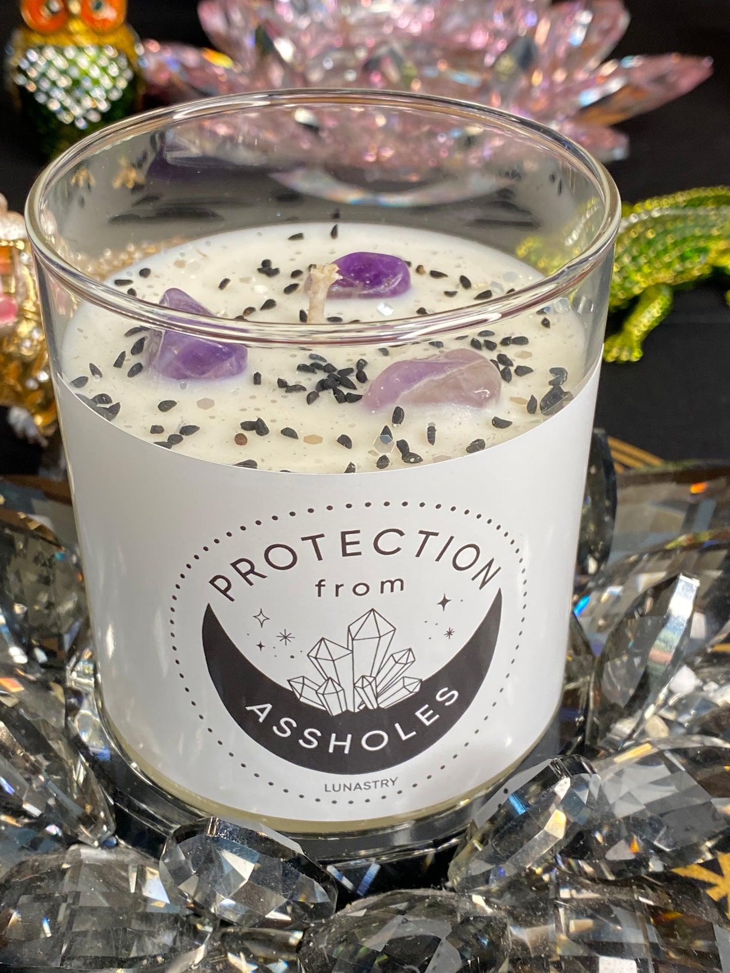 Protection from A$$holes Crystal Candle by Lunastry