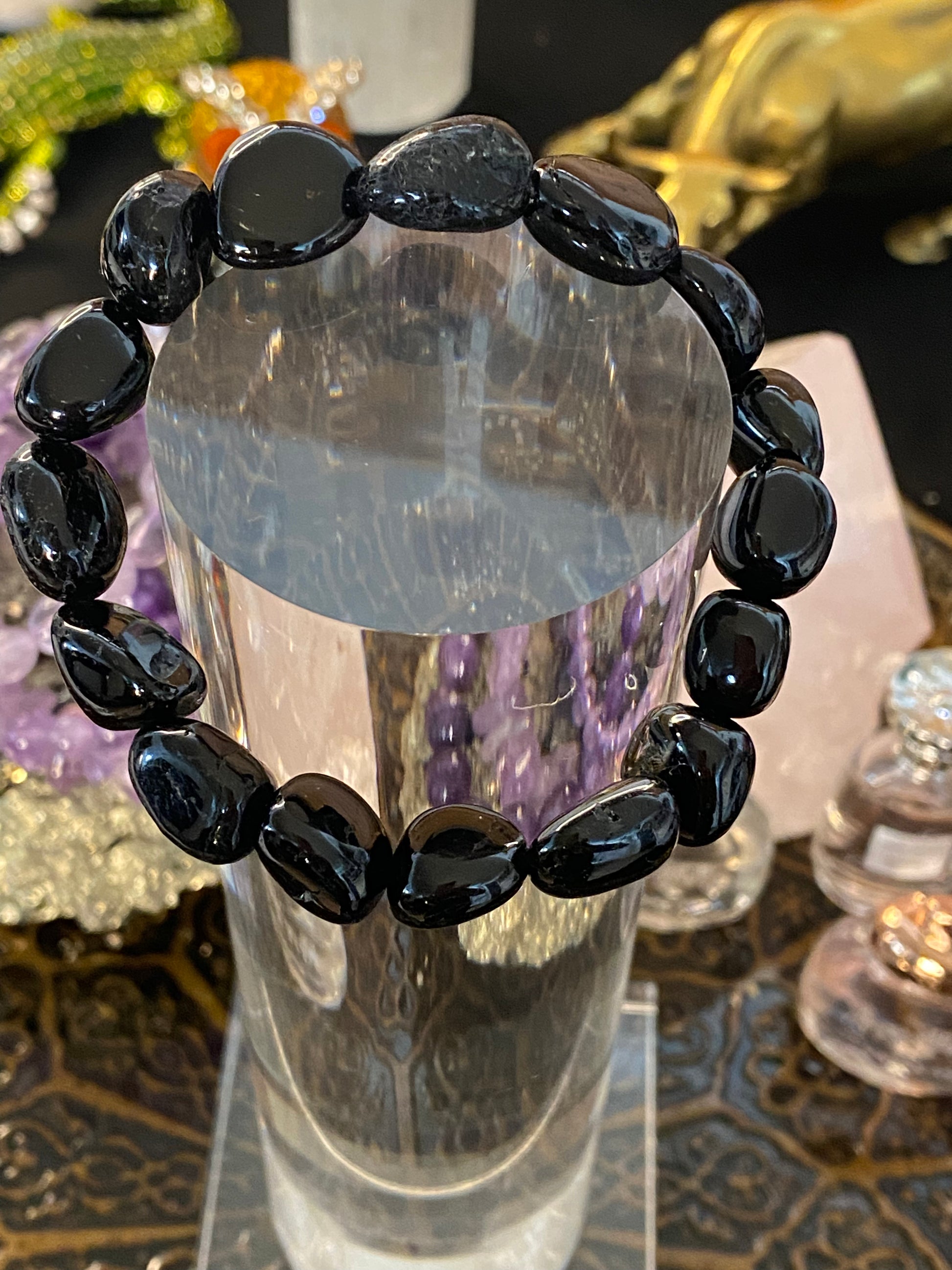 Black Tourmaline Tumbled string Bracelet - Healing Lotus Shop